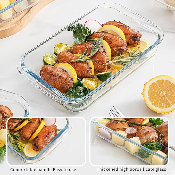 High Borosilicate Glass Baking Tray 3-Piece Set, 2.3 Quarts+1.6 Quarts+1.0 - Image 5