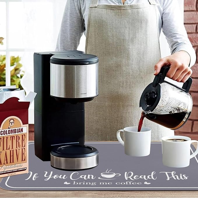 Coffee Bar Mat for Countertops 23inx15in, Absorbent Hide Stain Anti-Slip Cafe - Image 3