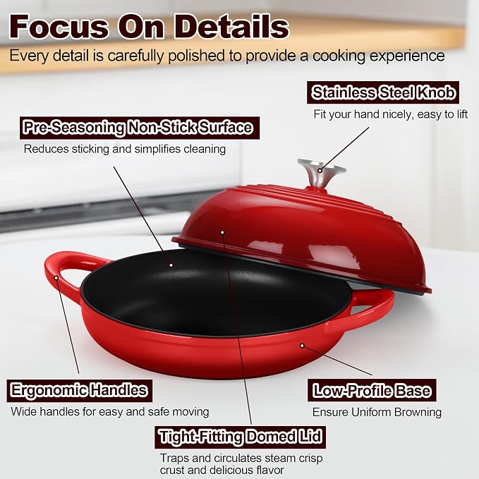 TeamFar Cast Iron Bread Dutch Oven, 6 Qt Enameled Dutch Oven Pot - Image 4