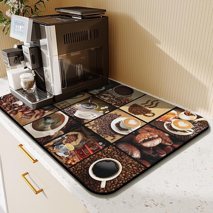 Coffee Mat 23inx15in, Anti-Slip & Waterproof Coffee Bar Accessories, Absorbent - Image 3