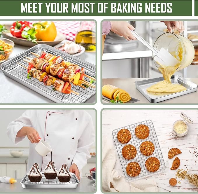 9 Inch Baking Sheet Pan with Cooling Rack Set, Joyfair Stainless Steel Toaster - Image 7