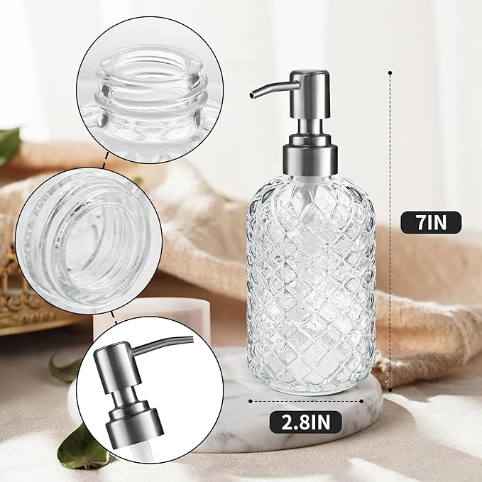 14 Oz Refillable Glass Soap Dispenser - Image 2