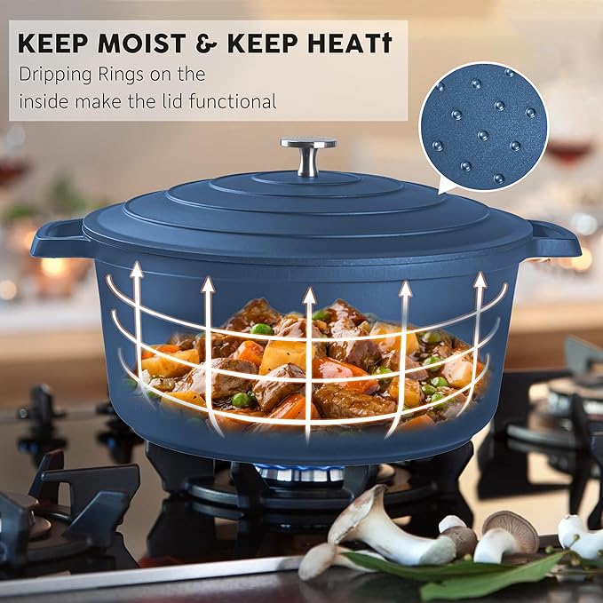 Large Dutch Oven Pot with Lid-7.5QT Cast Aluminum Oven Pot with Two Handles - Image 6