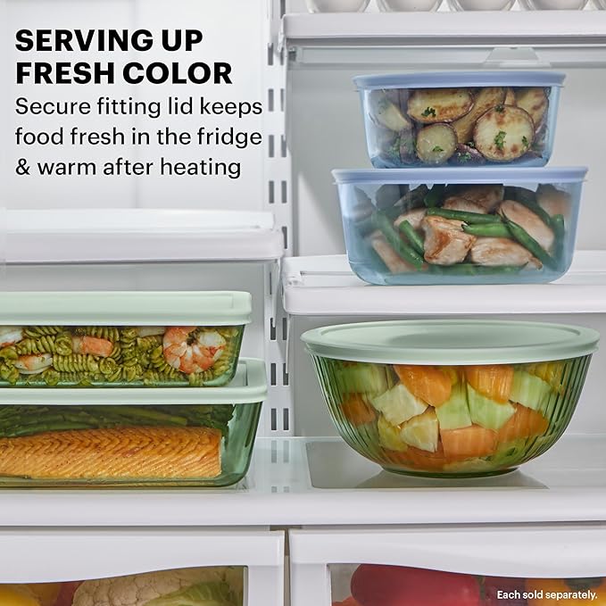 Pyrex Colors Sculpted Tinted Medium/Large Glass Mixing Bowls - Image 4