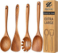 Extra-Large 4-Piece Teak Wooden Utensil Set – Non-Stick Wooden Spatula by Unknown