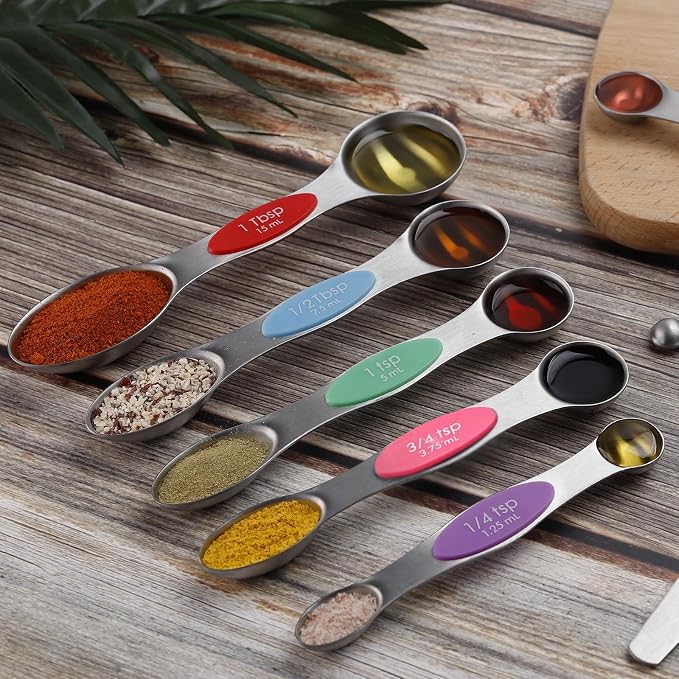Magnetic Measuring Spoons Set Stainless Steel Dual Sided Stackable Teaspoon - Image 6