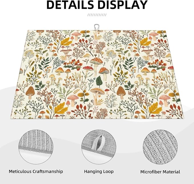 Mushroom Dish Drying Mat For Kitchen Microfiber Drying Mats Absorbent - Image 4