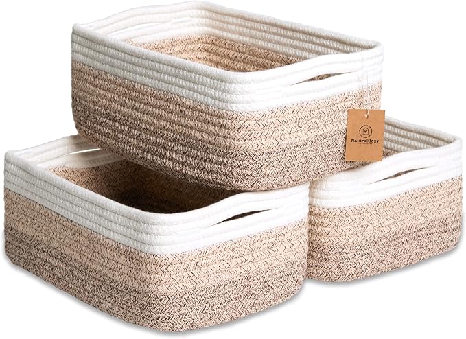 NaturalCozy 11.8"x8"x4.5” Storage Baskets by NaturalCozy