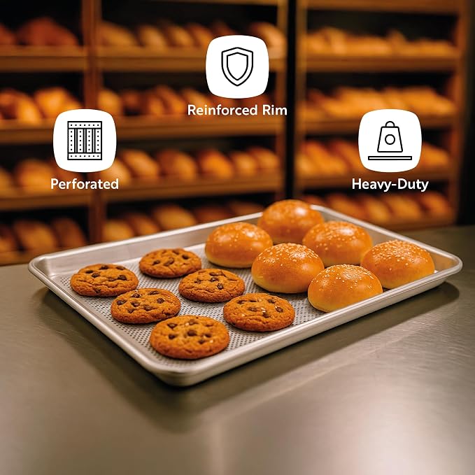Restaurantware 1 Perforated Bakery Sheet Pan, 18 x 13 Inch Industrial Baking - Image 4