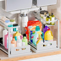 VUSIGN 2 Pack Under Sink Organizer and Storage, 2 Tier Under Cabinet Organizer by VUSIGN