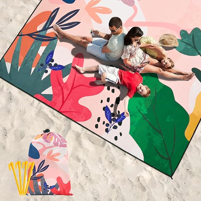HIHOHO Beach Blanket Waterproof Sandproof Extra Large Beach Mat 79" X - Image 6