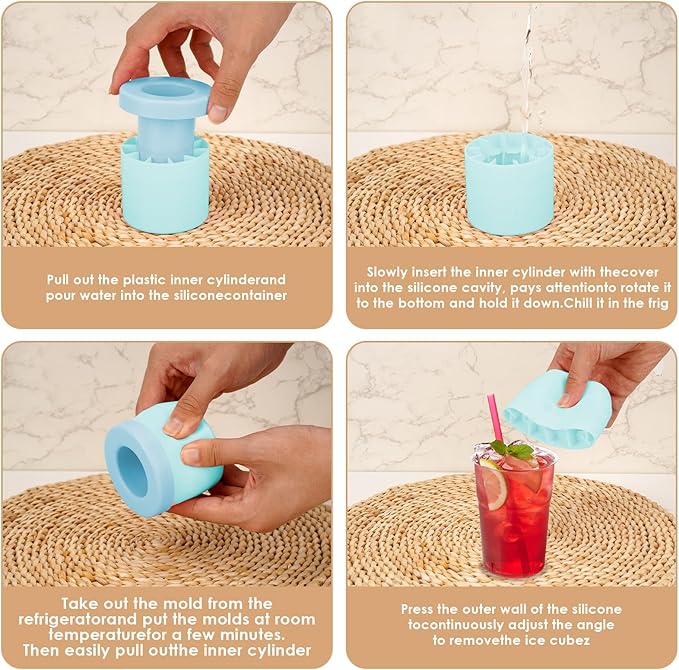 2 Pack Cylinder Silicone Ice Cube Molds, Easy-Release Ice Cube Trays - Image 4