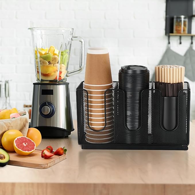 Paper Cup and Lid Holder with Straw Organizer - Image 7