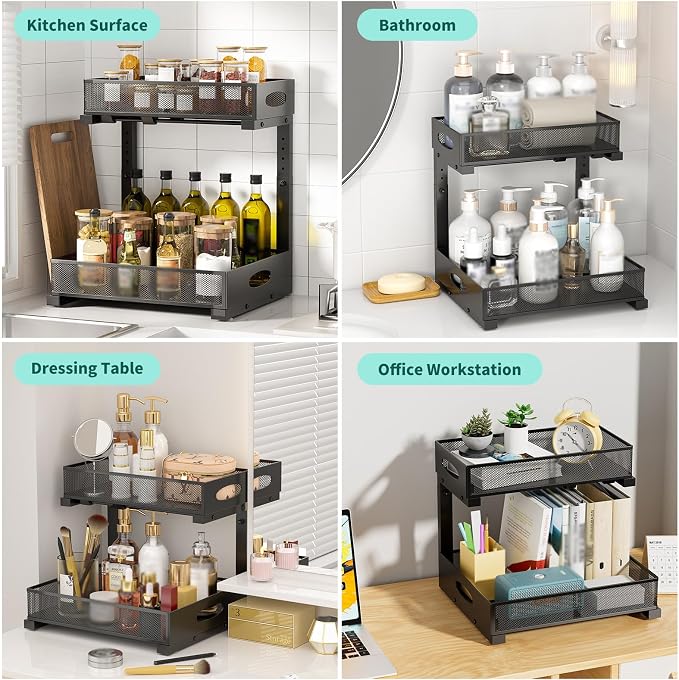 Under Sink Organizer, Extra-Wide Upgrade, Height Adjustable Organization and - Image 7