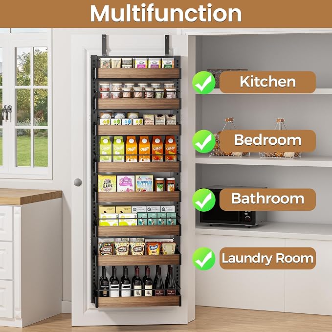 POKIPO 8 Tier Over The Door Pantry Organizer, 2 IN 1 Wall Mount or Hanging - Image 7