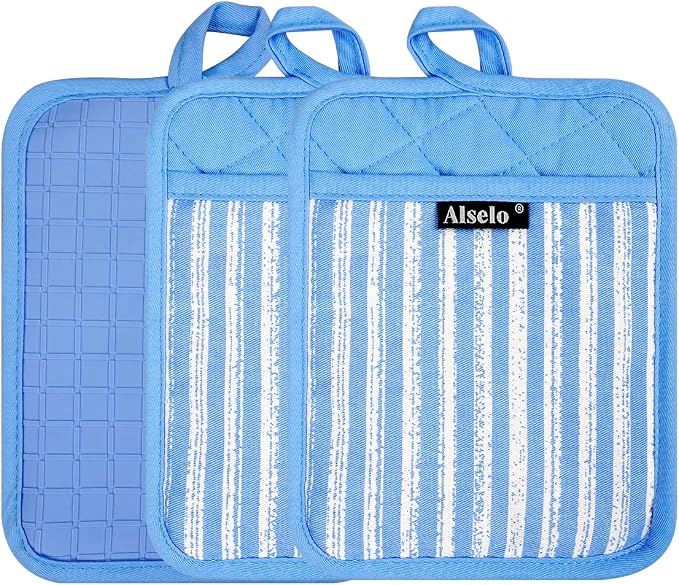 Alselo Silicone Pot Holders Set of 3 Heat Resistant & Non Slip Potholders - Image 8