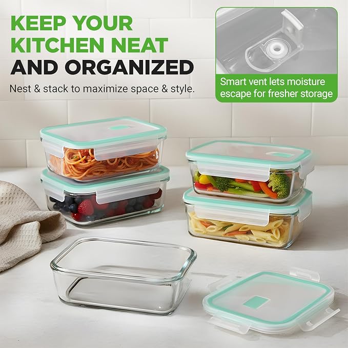 NutriChef 10 Piece Glass Food Storage Containers - Image 6