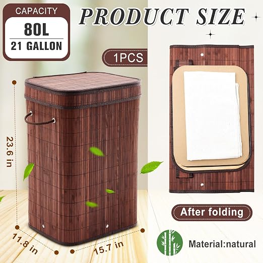 1 Pack 21 Gallon Bamboo Slim Trash Can - Image 2