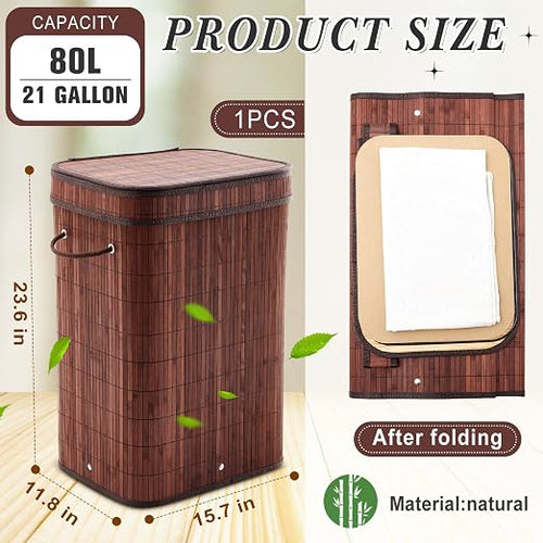 1 Pack 21 Gallon Bamboo Slim Trash Can - Image 2