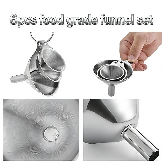 6pcs Kitchen Funnels for Filling Bottles, Small/Medium/Large Food Grade - Image 9