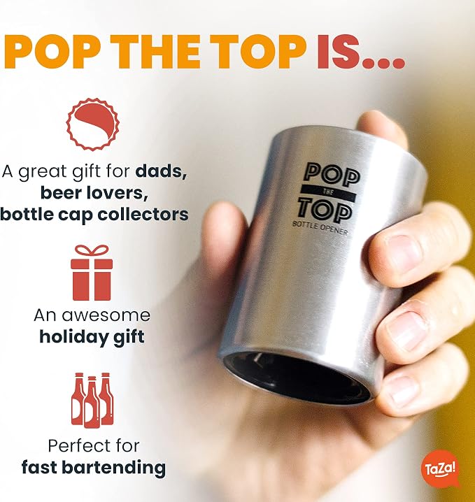 Pop-the-Top Beer Bottle Opener: Automatic Bottle Cap Opener, Push Down Pop Off - Image 5