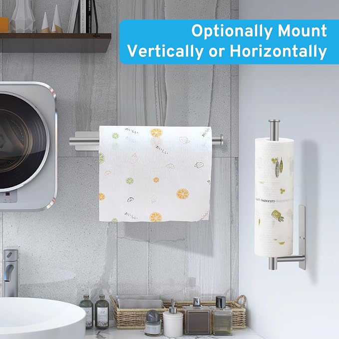 2nd Gen Paper Towel Holder Under Cabinet No Drilling, Self Adhesive or Drilling - Image 5