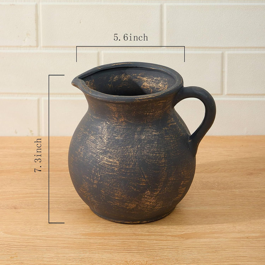 MIYUKI Rustic Kitchen Utensil Holder - 7.6 Inch Ceramic Utensil Crock