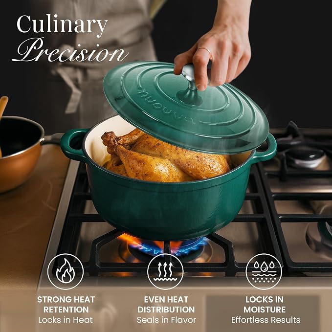 Cast Iron Dutch Oven with Lid – Non-Stick Ovenproof Enamelled Casserole Pot – - Image 6