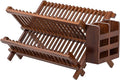 HBlife Dish Rack, Teak Folding 2-Tier Collapsible Drainer Dish Drying Rack by HBlife