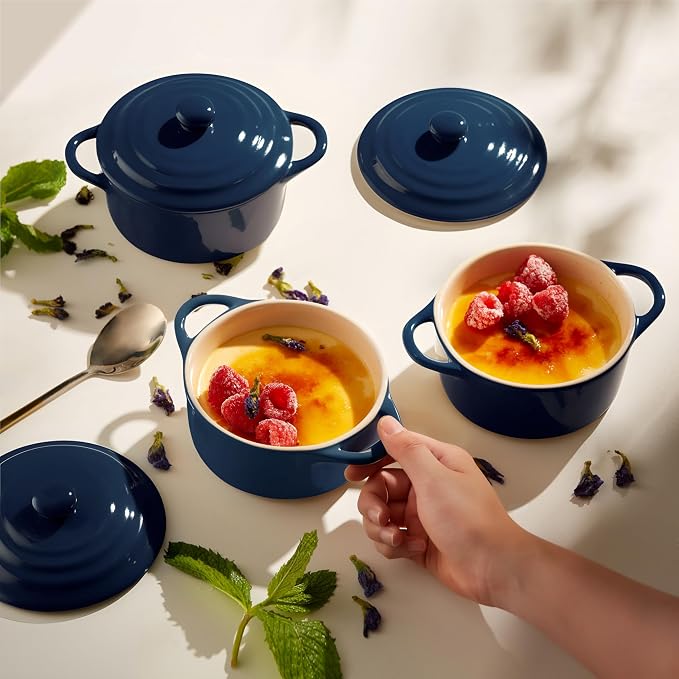 Kook Ceramic Mini Cocotte Set, Small Casserole Dishes - Image 2