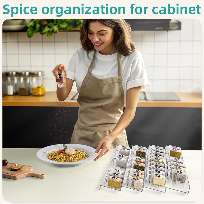 MIUKAA Acrylic Spice Drawer Organizer, 4 Tier - Image 7