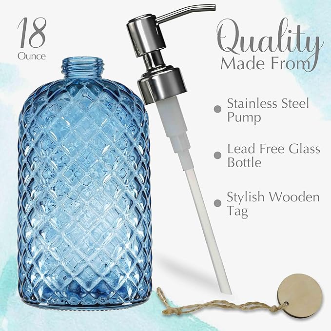 JASAI 18Oz Gem Patterned Glass Soap Dispenser - Image 2