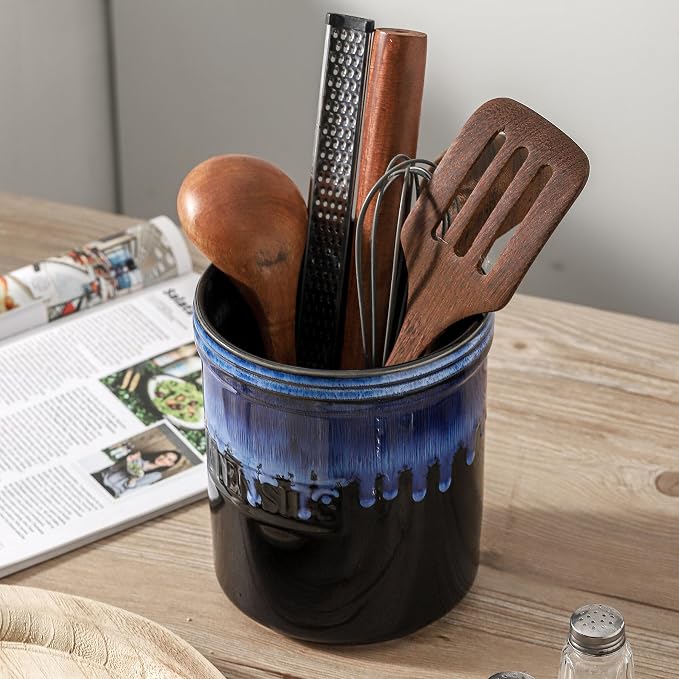 KOOV Cooking Utensil Holder, Large Ceramic Utensil Crock, Deep and Stable - Image 6