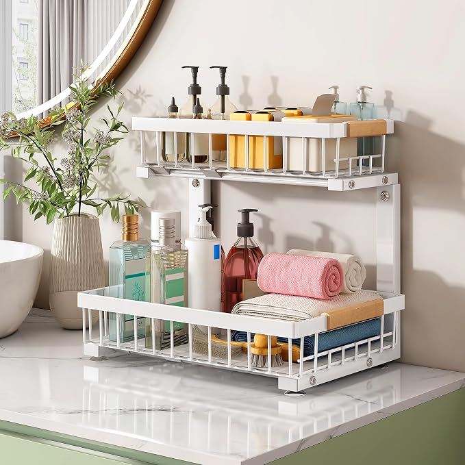 Kitstorack Under Sink Organizer, 2 Tier Under the Sink Storage, Slide out Pull - Image 8