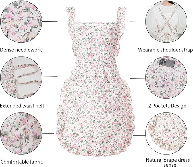 Funny Aprons for Women with Pockets, Kitchen Cooking Grilling Bbq Cute Chef - Image 4