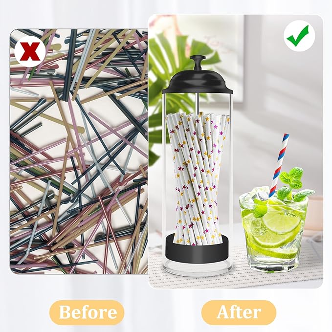 Straw Holder for Standard Size Drinking Straws, Acrylic Plastic Straw Dispenser - Image 4