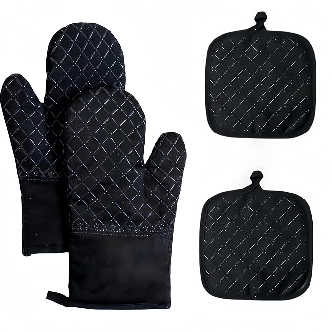 Oven Mitts and Pan Racks 4-Piece Set, Extended Kitchen Oven Mitts and Pan Racks by Unknown