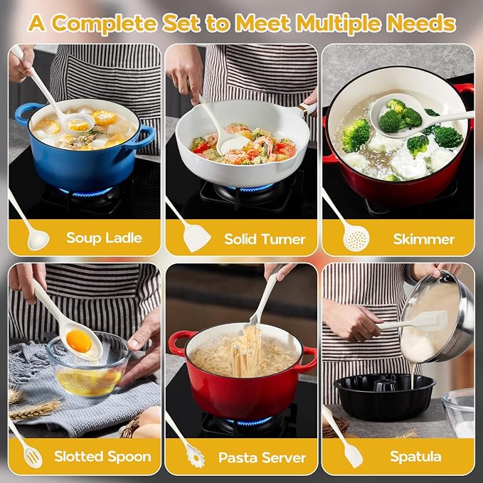 Onader Silicone Cooking Utensils Set, 6 Pieces Kitchen Utensils - Image 7