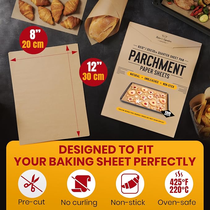 Quarter Sheet Pans 8x12 Inch Pack of 120 Parchment Paper Baking Sheets by - Image 3