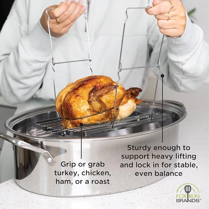 Fox Run Turkey Roasting Rack and Lifter - Image 5