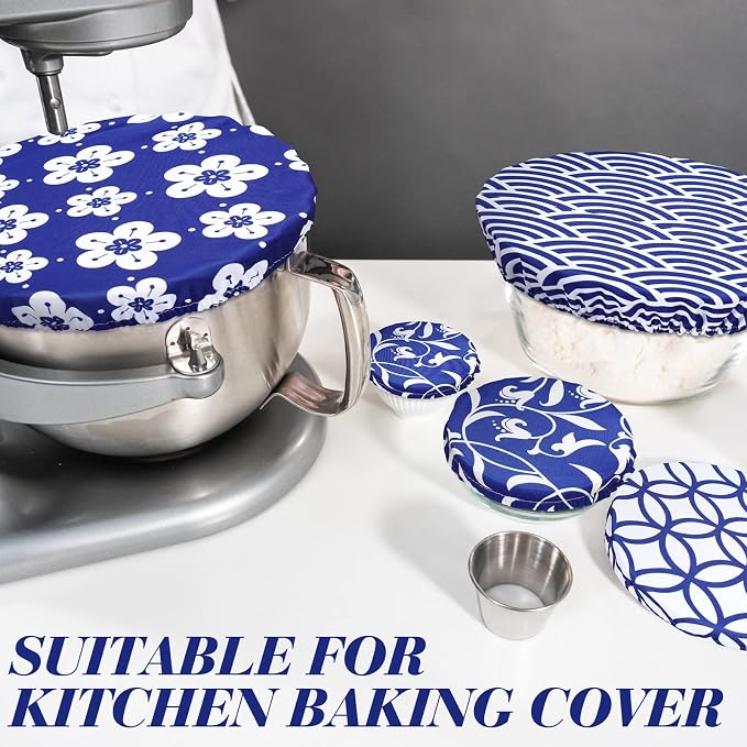 Patelai 10 Pcs Bowl Covers Reusable in 5 Size Stretch Cloth Fabric Elastic Food - Image 2