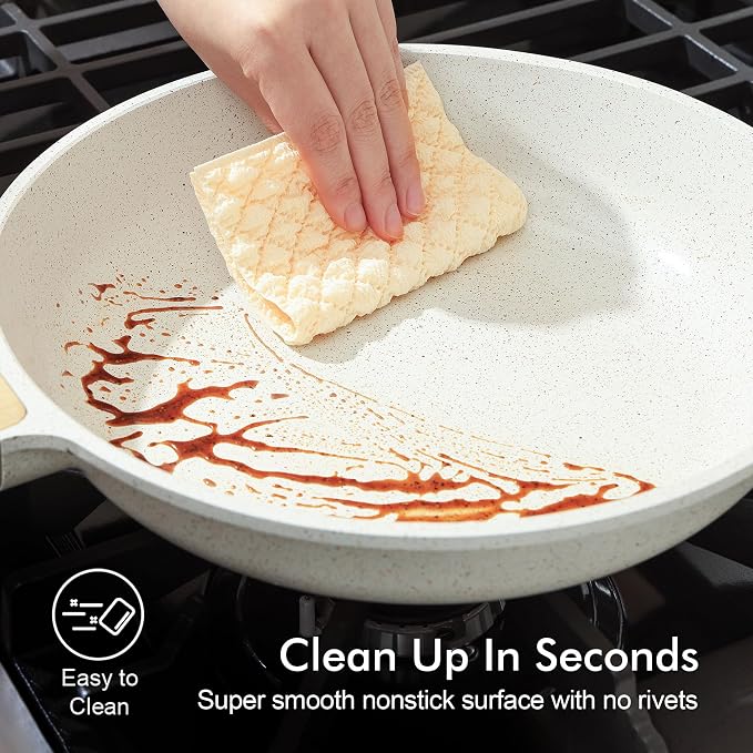 SENSARTE Nonstick Ceramic Frying Pan Skillet, 12.5 Inch Omelet Pan, Healthy Non - Image 4