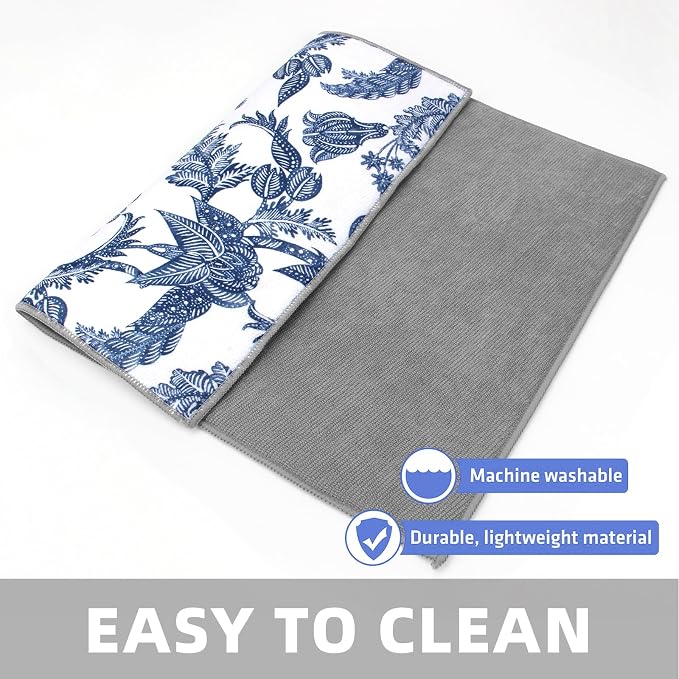 Dish Drying Mat Floral Print Microfiber kitchen drying mat, 20x15 inches - Image 4