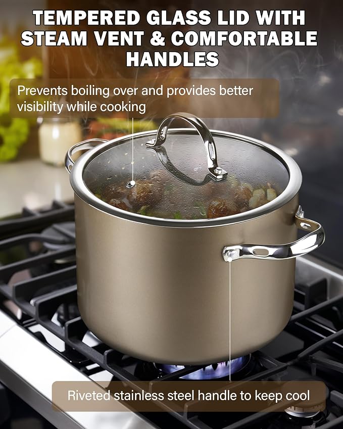 Cooks Standard Hard Anodized Ceramic Nonstick 8-Quart Stock pot - Image 6
