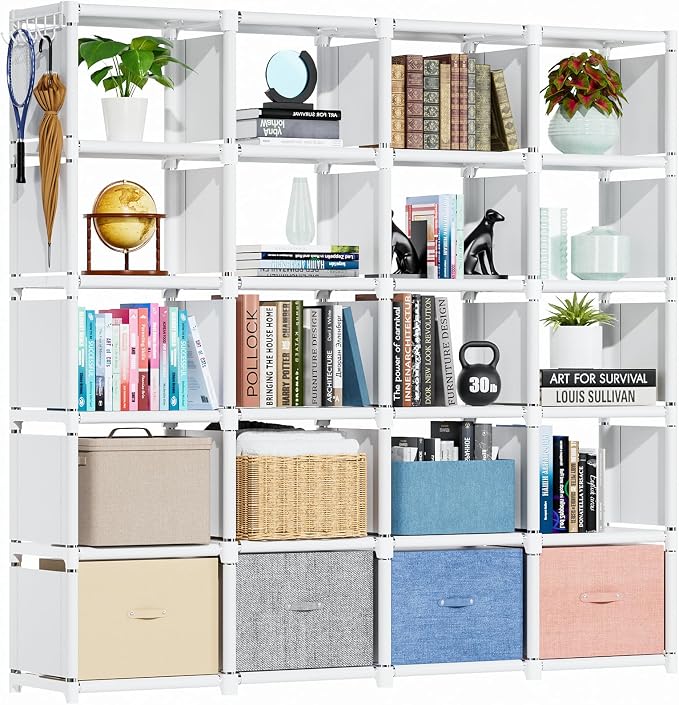 Mavivegue Book Shelf, 20 Cube Storage Organizer, DIY Bookcase, Metal Cube by Mavivegue