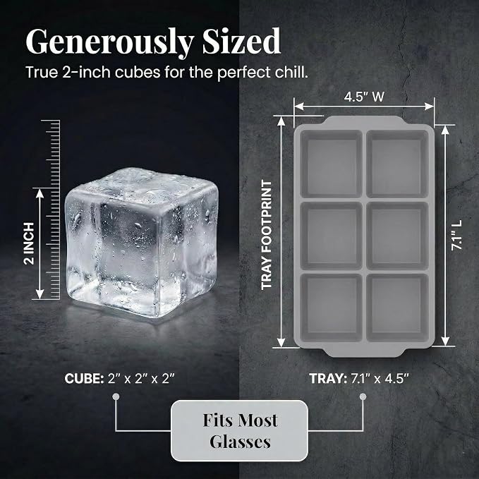 KitchFort Large Silicone Ice Cube Tray, Easy Release 2" Big Ice Cubes - Image 8