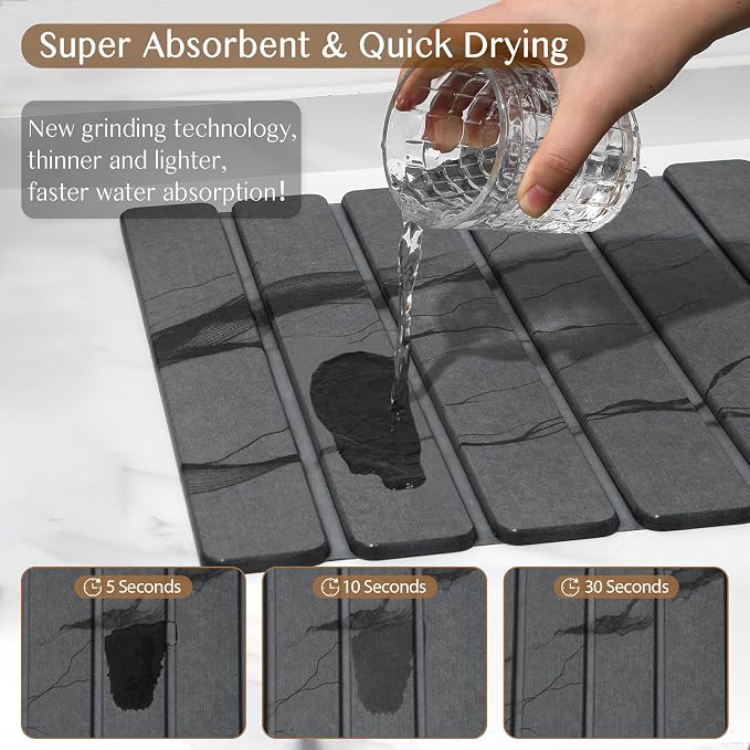 Large Stone Dish Drying Mat for Kitchen Counter, Thin & Light Quick Dry Stone - Image 3