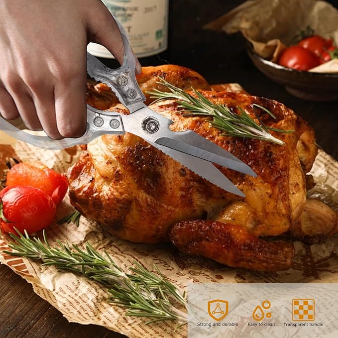 AWinjoy Heavy Duty Sharp Kitchen Scissors, Dishwasher Safe, Cooking Shears - Image 2