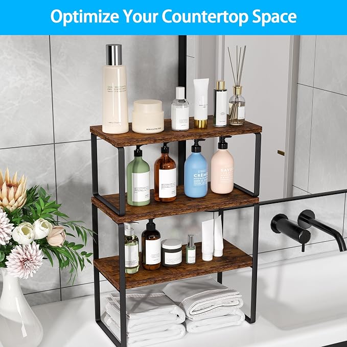 Golener Countertop Organizer Corner Shelf, 2-Tier Adjustable Stackable Corner - Image 9