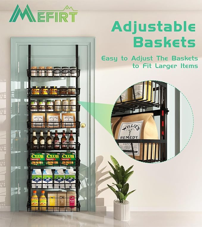 Mefirt Over The Door Pantry Organizer, Wall Mount Spice Rack, Pantry Hanging - Image 3